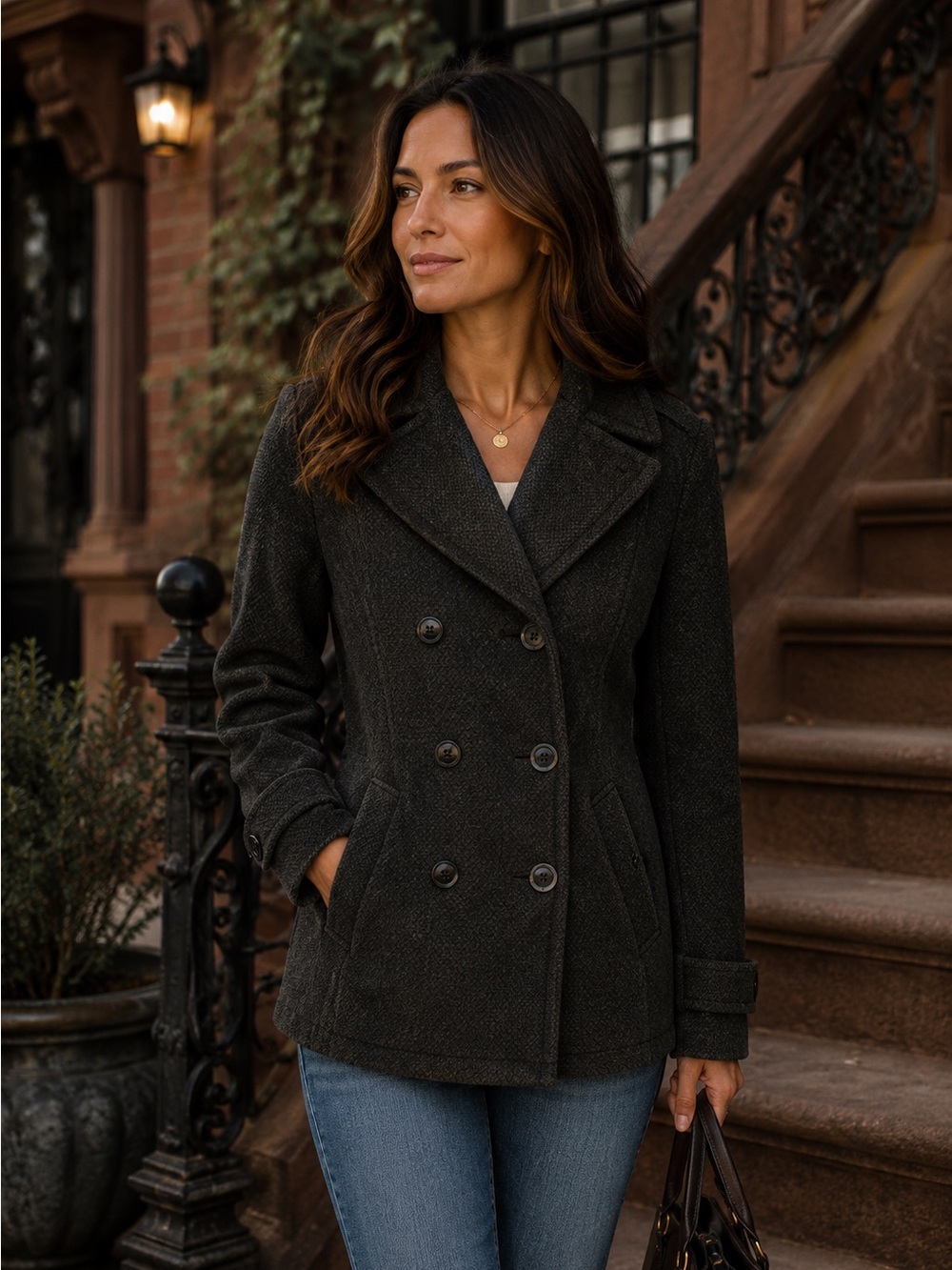 Burberry Dark Gray Double-Breasted Pea Coat